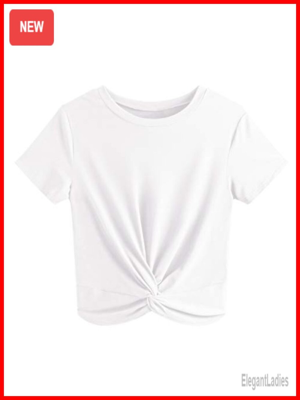 Women's Twist Front Crop Top Short Sleeve Casual Summer Tee